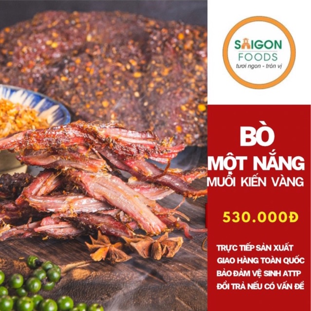 Thịt khô Bò một nắng - Loại 1 - tặng kèm muối kiến vàng - [Giao hàng toàn quốc]