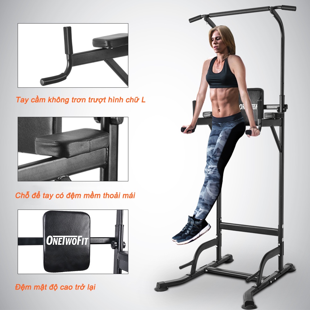 OneTwoFit Xà đơn xà kép Có đệm Home Fitness Pull up Bar Push Up-Weight có thể điều chỉnh chiều cao 120cm*91cm*cm tùy chỉnh phù hợp tập gym tại nhà tăng cơ bắp OT084
