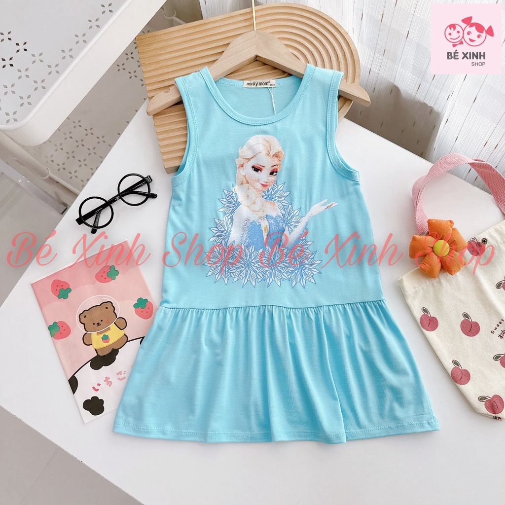 Váy Đầm Đuôi Cá Sát Nách Mùa Hè Cho Bé Gái Minky Mom  Váy Đầm Thun Lạnh Ba Lỗ Hè Cho Trẻ Em Bé Gái ĐẦM BA LỖ