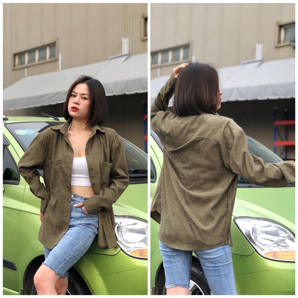 SƠ MI NHUNG GÂN HAI TÚI TAY DÀI