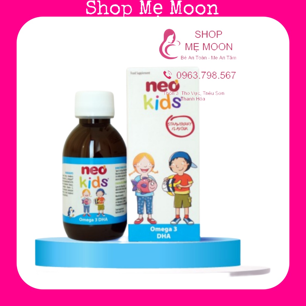 DHA cho bé Neo kids omega 3 DHA cho trẻ sơ sinh, Vitamin D3, A, E giúp phát triển trí não tăng cường thị lực Hộp 150ml