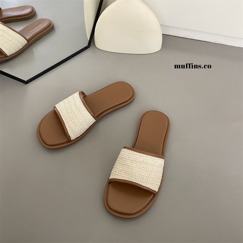 [SẴN HÀNG] Dép cói nữ quai ngang bản to thời trang đi biển hè 2023