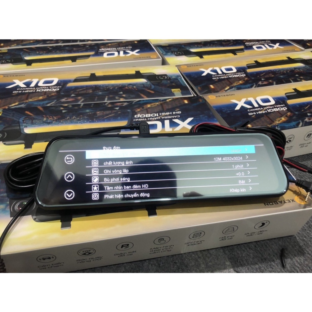 Camera hành trình ô tô X10 Full HD 1080p có kết nối điện thoại, gương chiếu hậu trước và sau, quay đêm sắc nét - XETABON | BigBuy360 - bigbuy360.vn