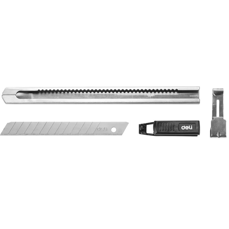Combo dao dọc giấy Deli 2058 kèm 10 lưỡi dao Deli 2012 9mm