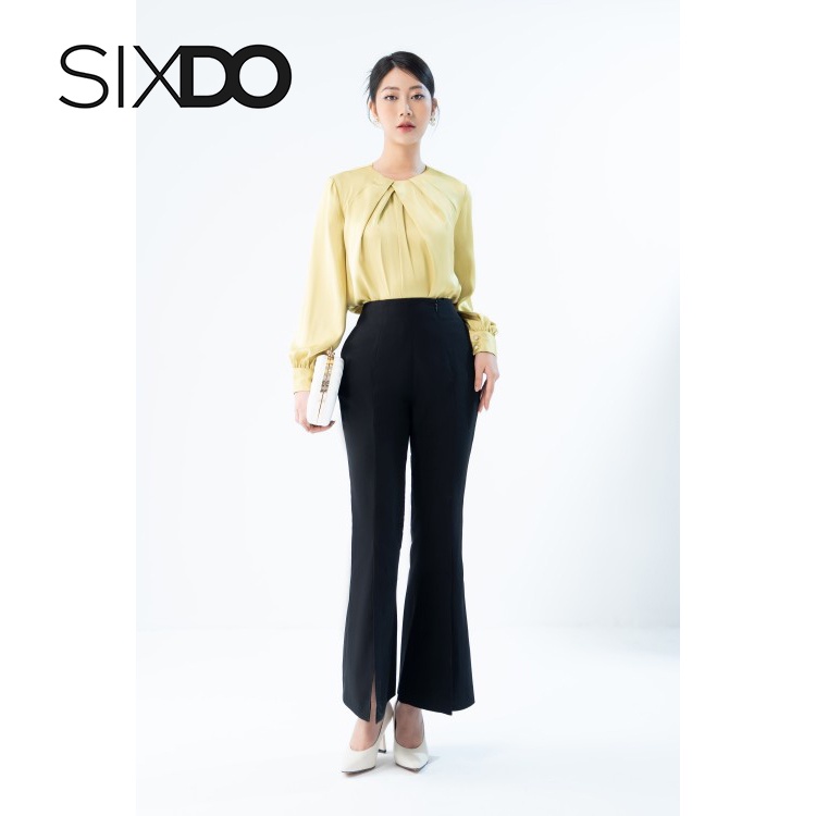 Quần nữ ống loe xẻ trước cao thời trang SIXDO