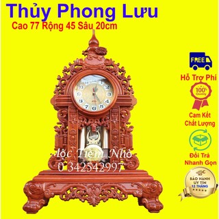 Đồng hồ để bàn quả lắc kỳ lân gỗ hương cao 77cm