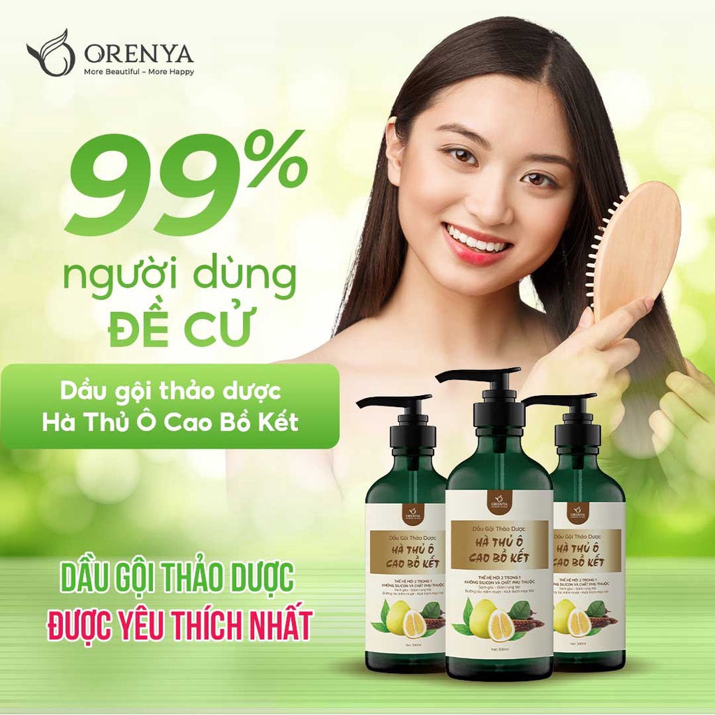 Dầu Gội Hà Thủ Ô Cao Bồ Kết Orenya 300ml - Sạch Gàu, Giảm Rụng Tóc, Dưỡng tóc chắc khỏe, mềm mượt