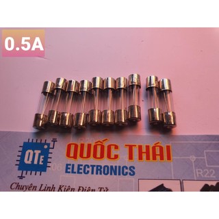 Combo 10 cầu chì 0.5a kích thước 5x20mm
