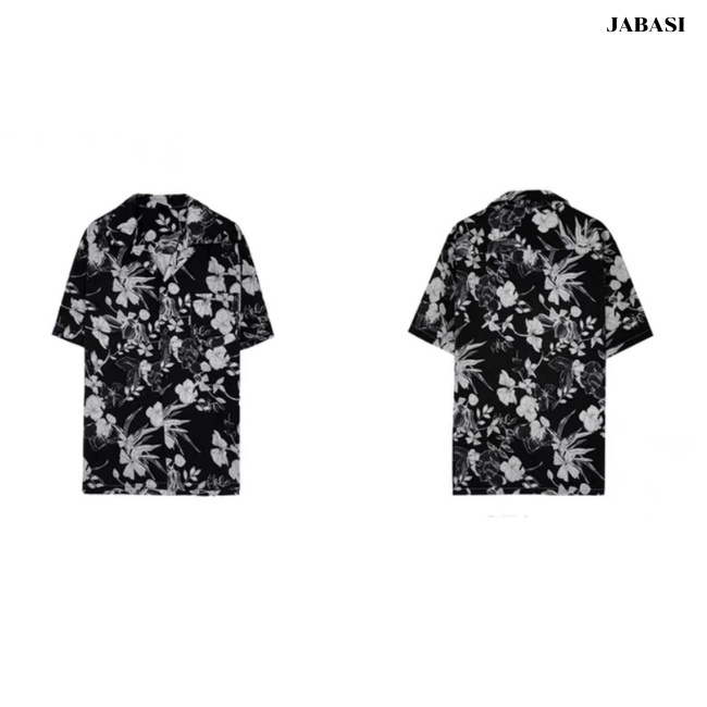Sơ mi hoạ tiết diamo hoa lá JABASI mã 01 chất liệu cotton thoáng mát