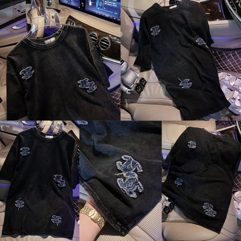 Áo Thun Thêu Nổi Canel Hàng Siêu Cấp - Dáng Thụng Dài Giấu Quần