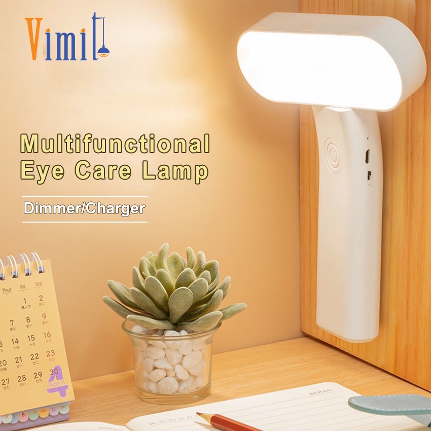 【Miễn phí vận chuyển】Vimite 3600mAh Đèn Bàn Ánh Sáng Ban Đêm Có Thể Sạc Lại Kèm Giá Đỡ 3 chế độ sáng điều chỉnh ánh sáng mắt học đọc ánh sáng tủ ánh sáng