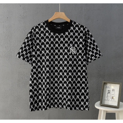 Áo Thun MLB in NY Monogram form rộng tay lỡ Unisex cotton 2C thời thượng đl 250gsm tee nam nữ