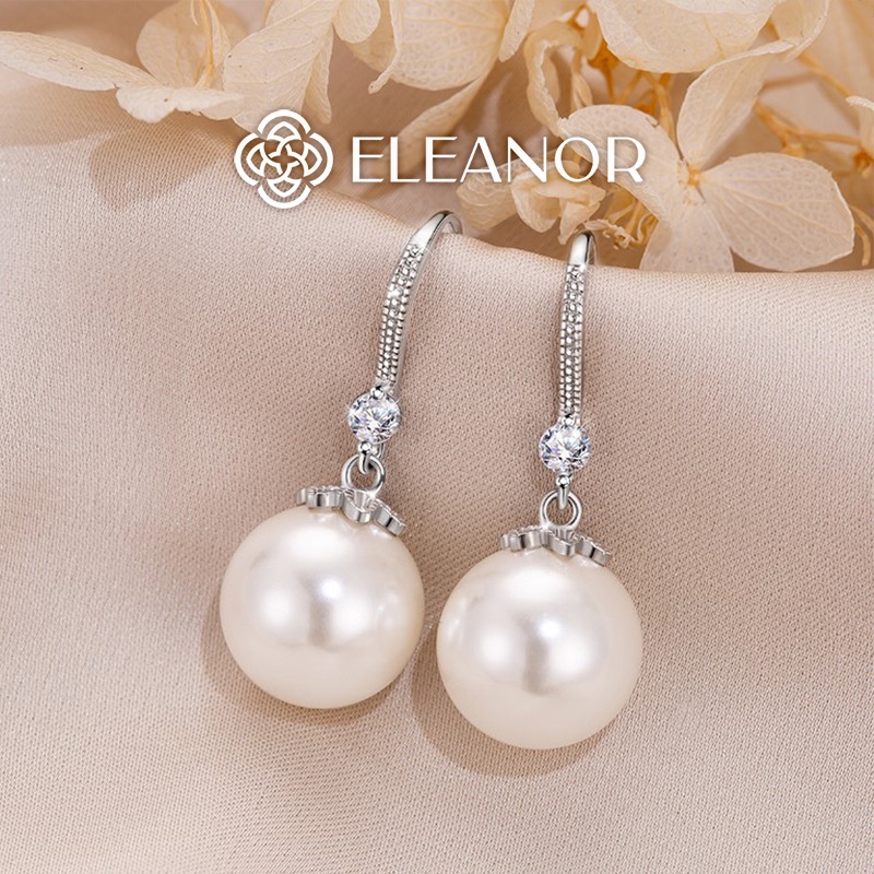 Bông tai nữ Eleanor Accessories chuôi móc câu đính đá ngọc trai nhân tạo phụ kiện trang sức 5566