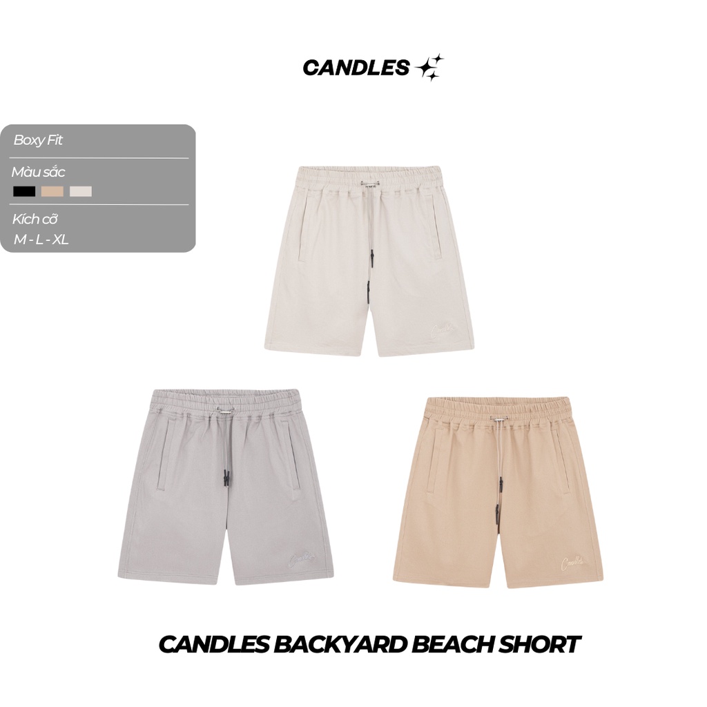 Quần short nam nữ form boxy CANLDES BACKYARD BEACH logo embroidery độc đáo chất liệu pattern cotton chính hãng