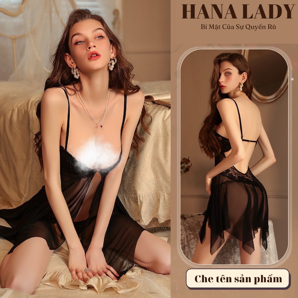 Váy ngủ xuyên thấu, đầm ngủ sexy quyến rũ nâng ngực xẻ tà kèm quần lót lọt khe VN456 | BigBuy360 - bigbuy360.vn