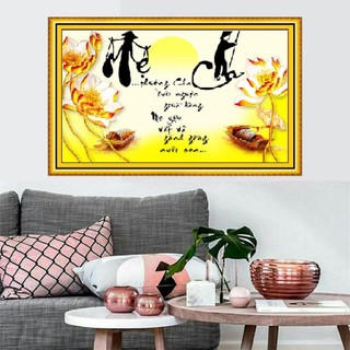 Tranh đính đá cha mẹ chưa đính và chưa khung