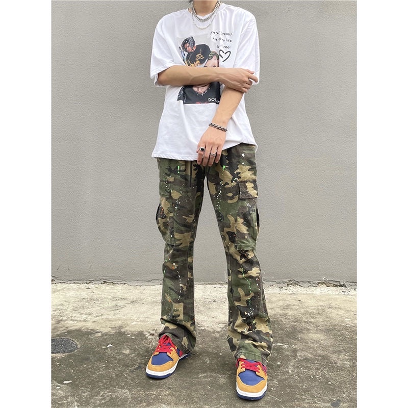 Quần jean kaki unisex camo dáng suông phong cách bụi bặm