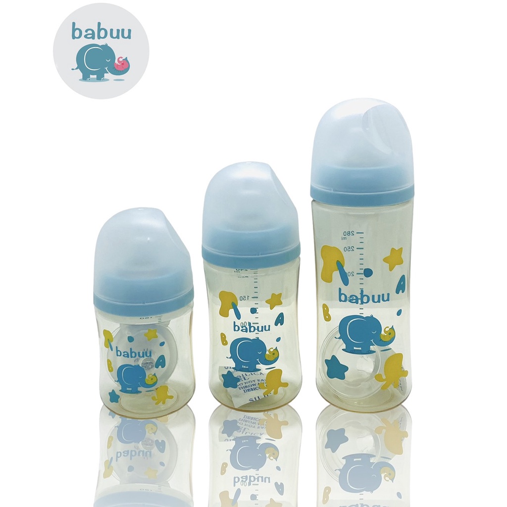 Bình sữa Babuu Baby Nhật Bản cổ rộng PPSU 90ml, 120ml, 160ml, 240ml, 300ml cho bé sơ sinh  Homedy Kids