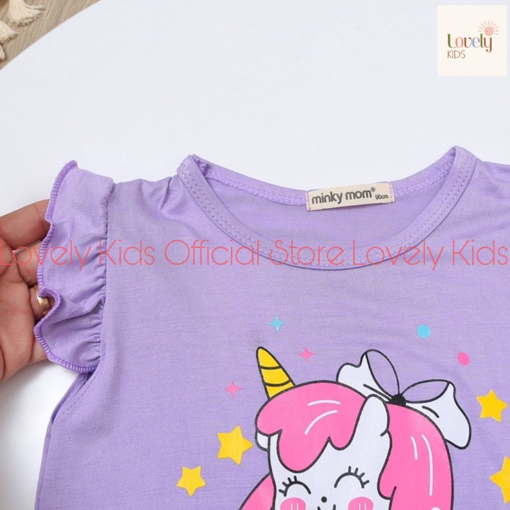 Quần Áo Trẻ Em Cộc Tay Mùa Hè cho Bé Gái Minky mom  Set Đồ Bộ Hè Chất Thun Lạnh Ngắn Tay Cho Bé  Gái CÁNH TIÊN
