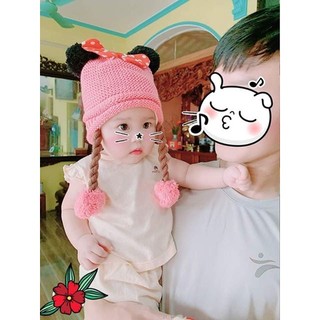 Nón len thắt bính cho bé 3-18 tháng tuổi Len09