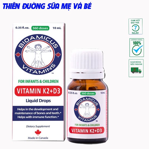 Bioamicus Vitamin D3K2 MK7 giúp bé tăng chiều cao tối đa hộp 10ml