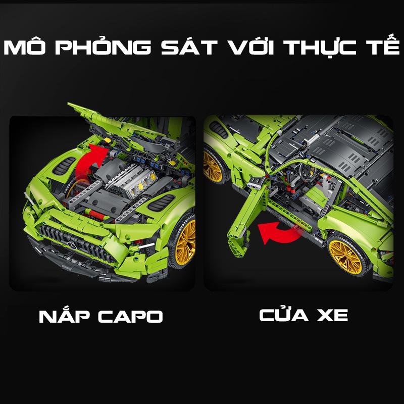 Đồ Chơi Lắp Ráp Lego Mô Hình Điều Khiển Từ Xa RC Technic Siêu Xe Mercedes GTR  AMG Tỉ Lệ 1:8 No.10089 Với 900+ Mảnh Ghép