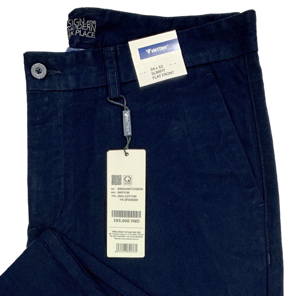 Viettien - Quần kaki dài nam màu xanh đen 8N6504 dáng slim fit ôm dành cho giới trẻ và hơi có tuổi thích mặc body