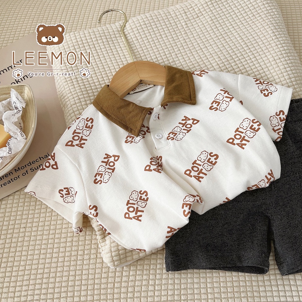 Bộ quần áo khoai tây cho bé trai Beemo,Chất liệu cotton siêu mềm mại,thấm hút mồ hôi,thiết kế áo cổ đức ngộ nghĩnh B289