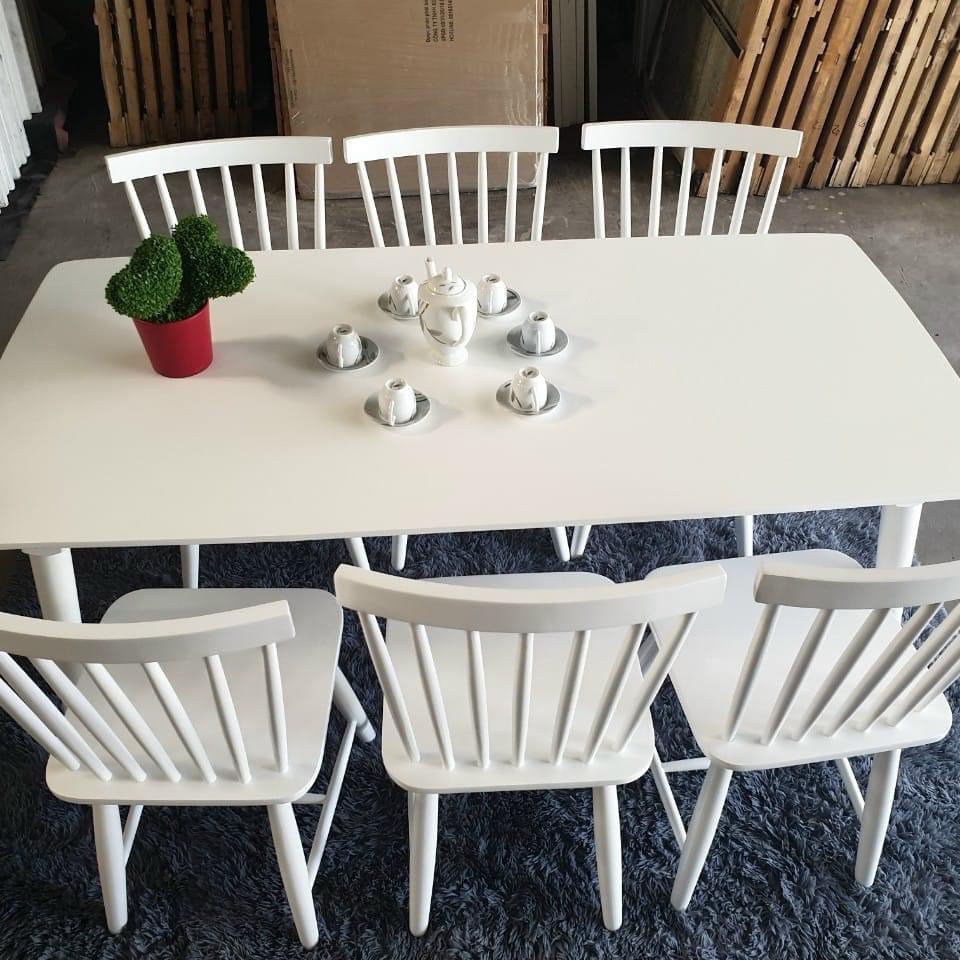 Bộ bàn ăn cơm 4-6 ghế gỗ nâu - bảo hành chính hãng 12 tháng