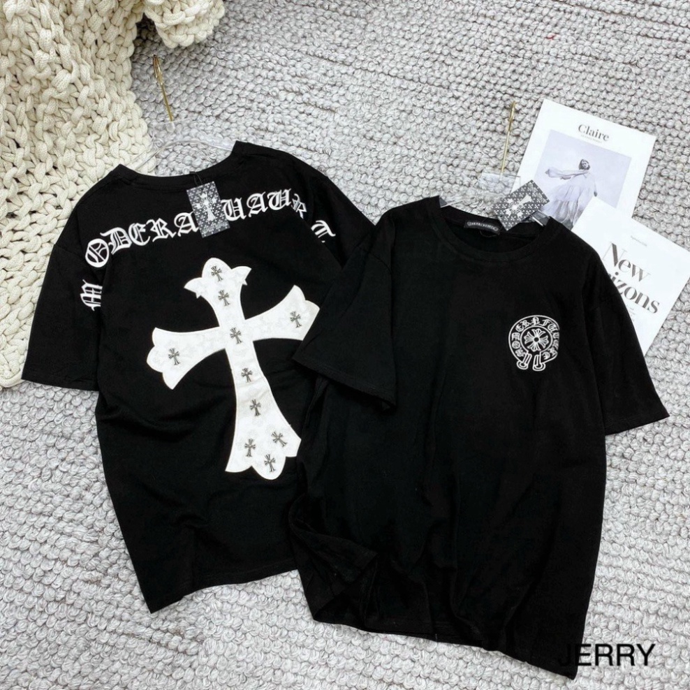Áo Phông Nam Nữ Premium Cotton in Chữ Chrome Hearts Chữ Thập Nam Nữ. Áo Phông Chữ Thập Nam Nữ Hotrend 2023
