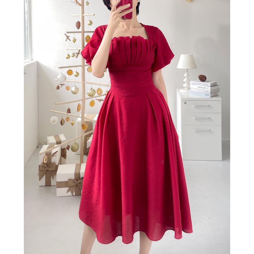 (Free Ship) Đầm lụa xước dài qua gối - thời trang thiết kế thanh lịch , siêu xinh , tôn dáng cho các nàng