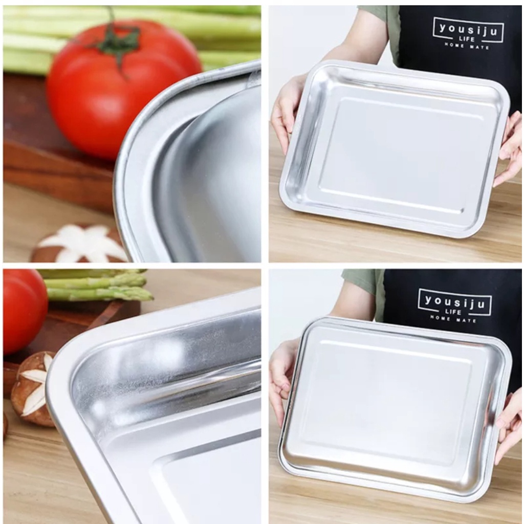Khay inox cao cấp nhiều kích cỡ sâu 4.8cm