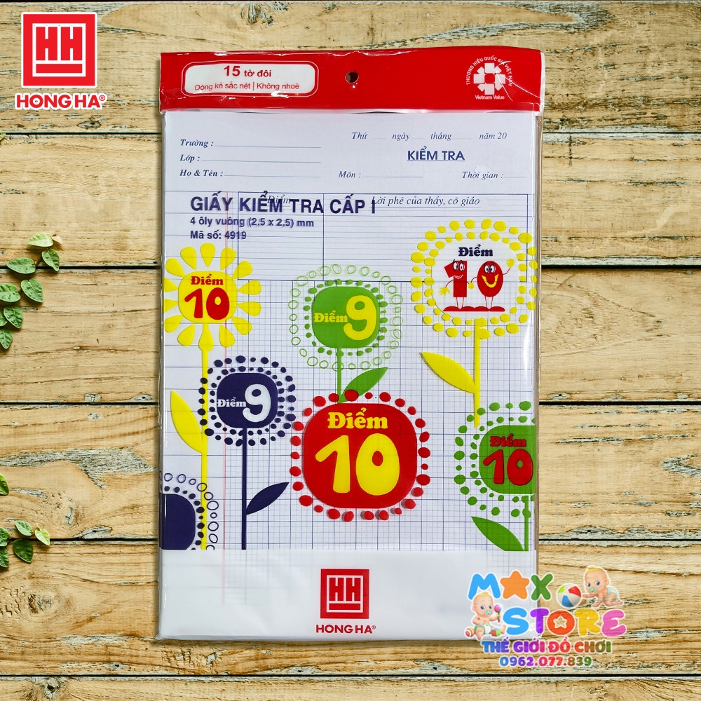 Túi 15 Tờ Đôi Giấy Kiểm Tra Ô Ly Vuông Cấp 1