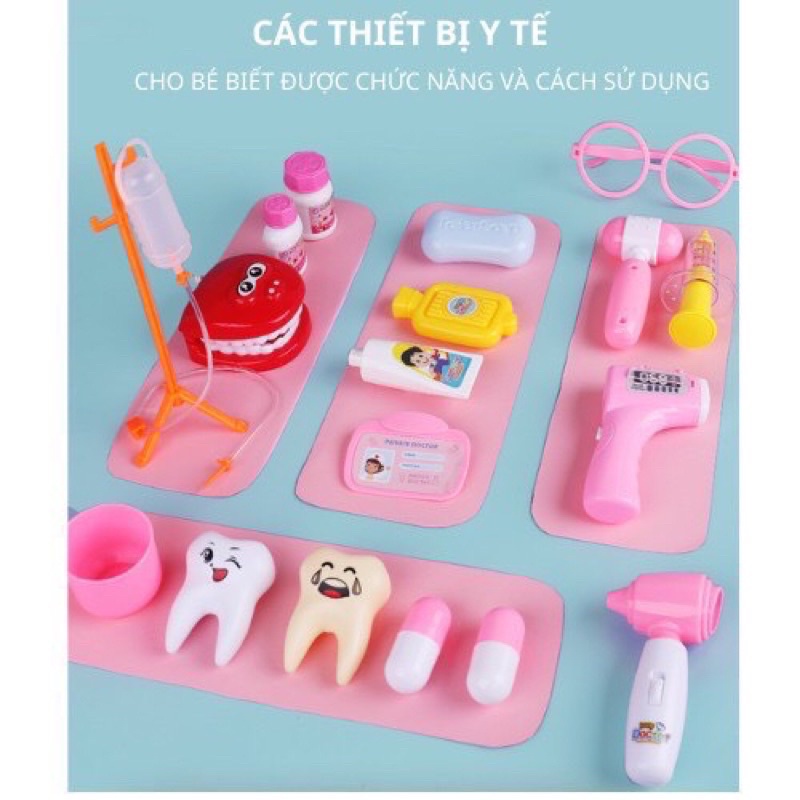 Ô tô đồ chơi bác sĩ xe cứu thương cho bé gái bé trai đóng y tá khám bệnh