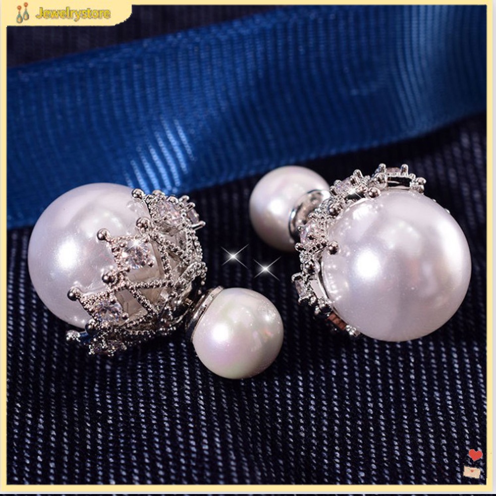 Khuyên Tai Nữ Trang Tạo Hình Cánh Hoa Đính Ngọc Trai Xinh Xắn