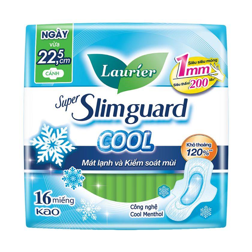Băng Vệ Sinh Siêu Mỏng 1mm Laurier Cool Mát Lạnh 22.5cm 8 Miếng