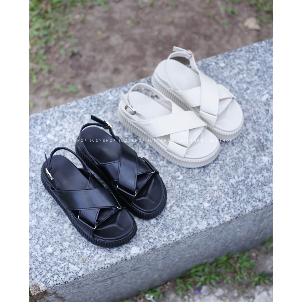 Giày Sandal Đế Bánh Mì Quai Chéo Đế Su Mềm Cao 4p QCCC