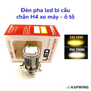 Đèn pha led bi cầu cos vàng - pha trắng chân h4 wave exciter 150 155 winner winnerx sirius raider axelo