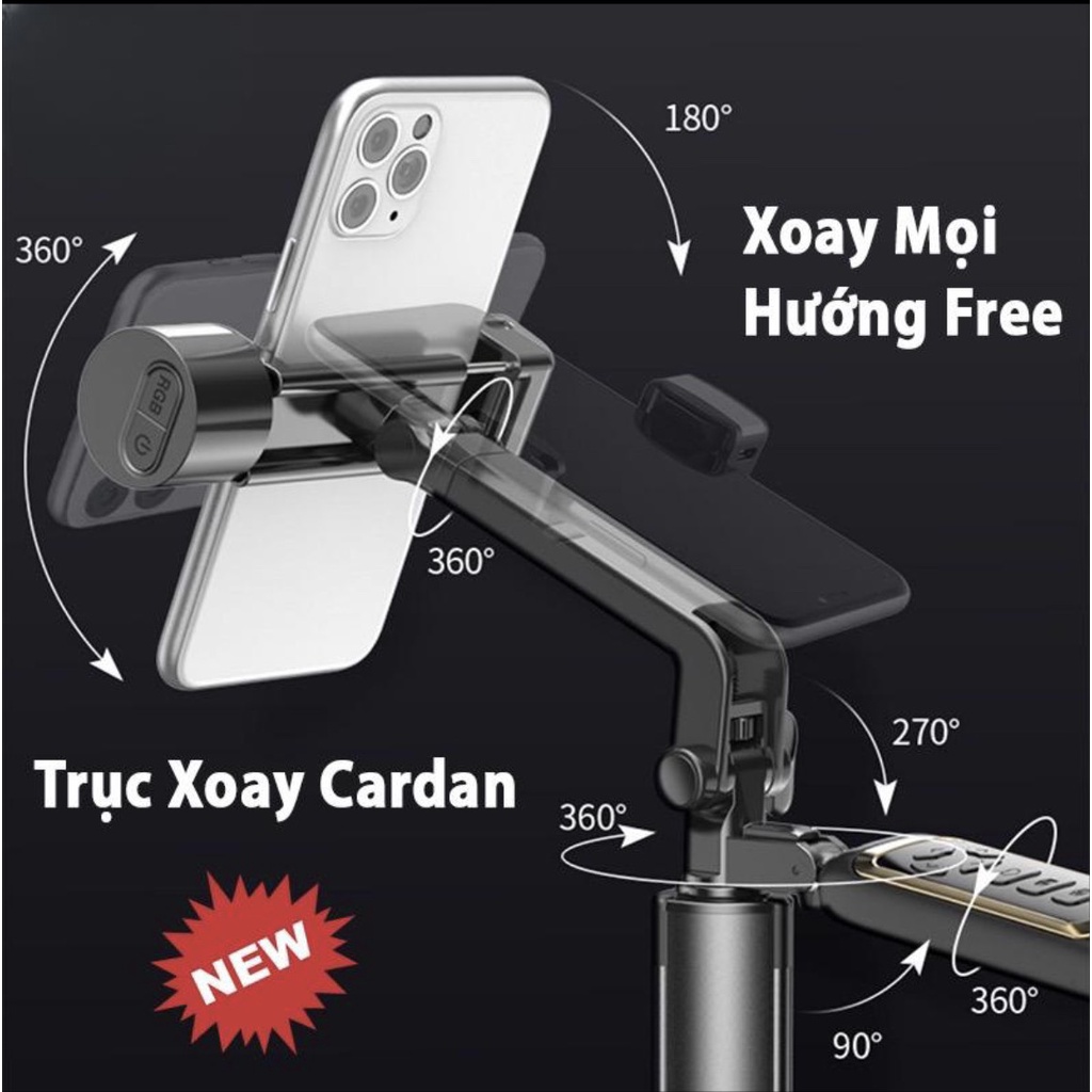 Gậy Chụp Hình Quay Video A21P Có Tay Cầm Video 360 Chống Rung, Điều Khiển Bluetooth Cho APP Tiktok Tripod Miền Đông