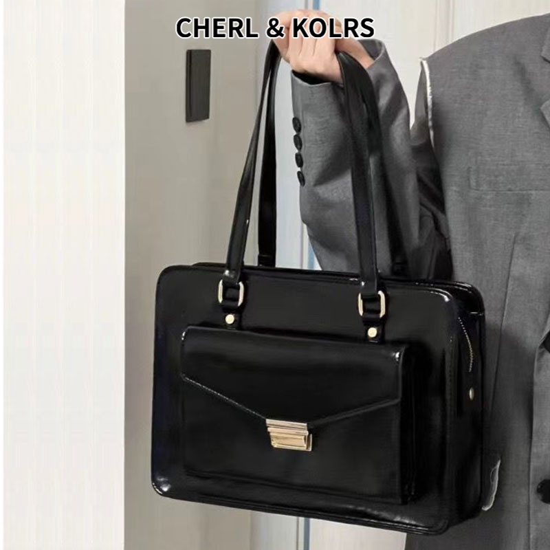 Ck Túi Xách Da PU Bóng Màu Đen Phong Cách Nhật Bản Thời Trang Cho Nữ
