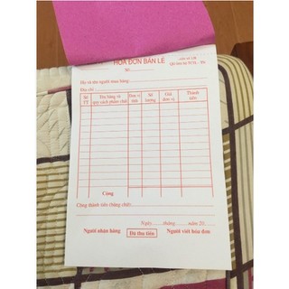 Hoá đơn bán lẻ a5 1 liên, dày 100 tờ