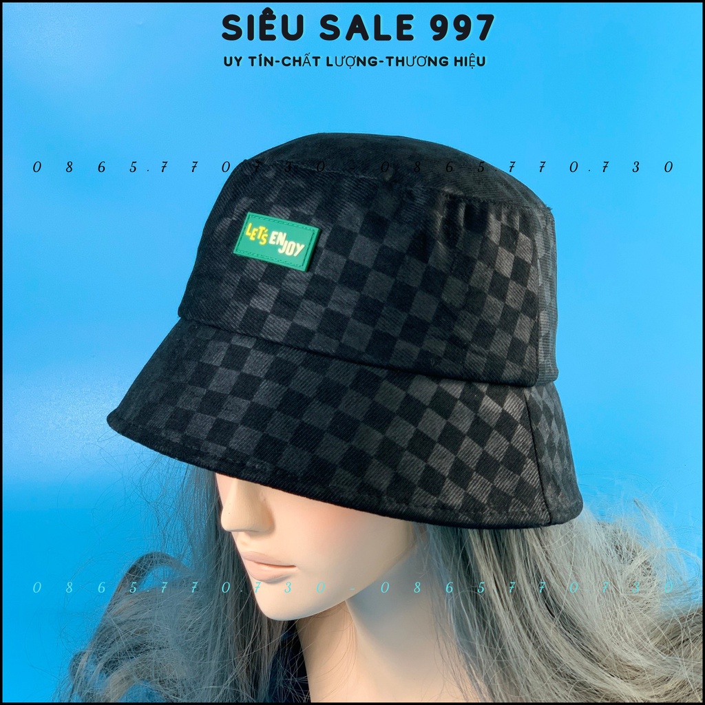 NÓN BO CỤP ENJOY THÊU LOGO HỌA TIẾT CARO NHIỀU MÀU FORM CỤP SIÊU ĐẸP