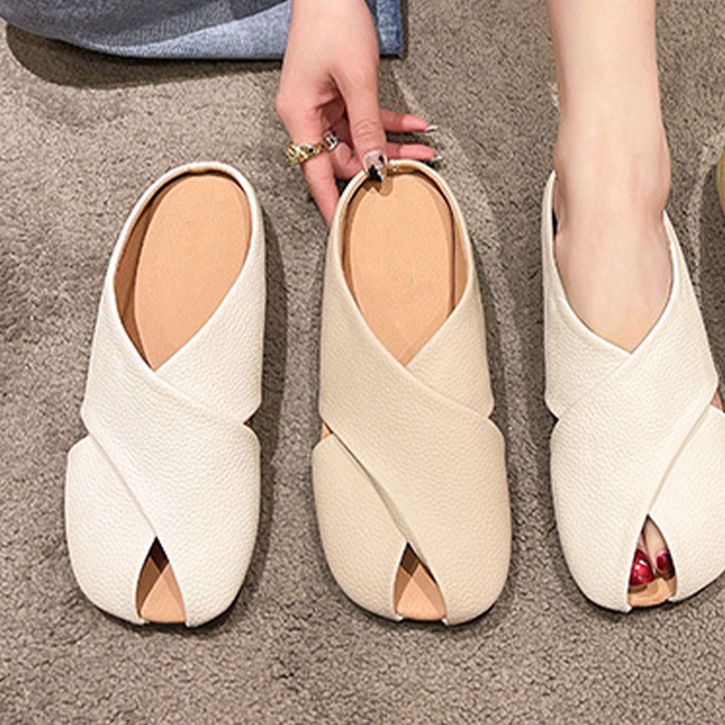 PunkyRabbit Dép Nữ Mũi Tròn Kín Chống Trơn Trượt Mềm Mại Hấp Thụ Sốc Giày Lười Cho Mùa Xuân  Thu