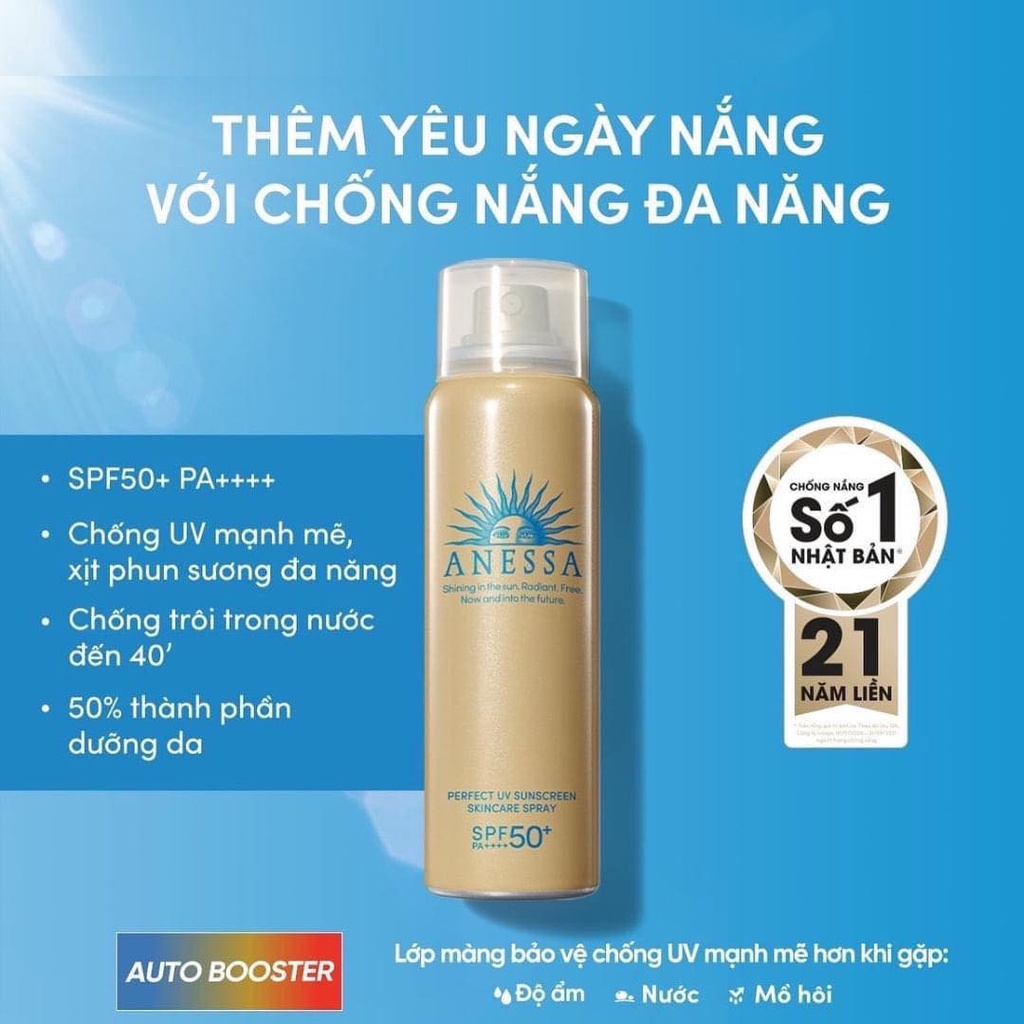 [ANESSA] Xịt Chống Nắng Dưỡng Đa Năng Bảo Vệ Hoàn Hảo Mọi Loại Da SPF50+ PA++++ Perfect UV Sunscreen Skincare Spray 60g