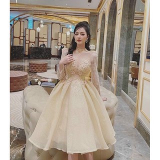 ĐẦM XÒE XẾP LY ĐÍNH HOA