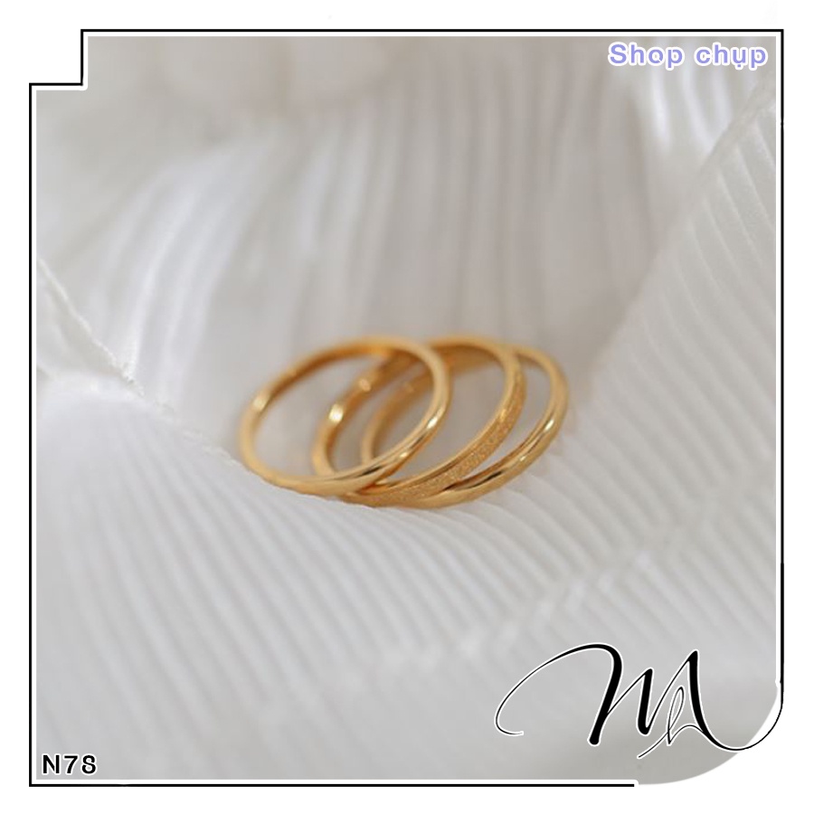 Set 3 nhẫn Titan trơn nam nữ không gỉ đơn giản phun cát 2mm - Măng’s House N78