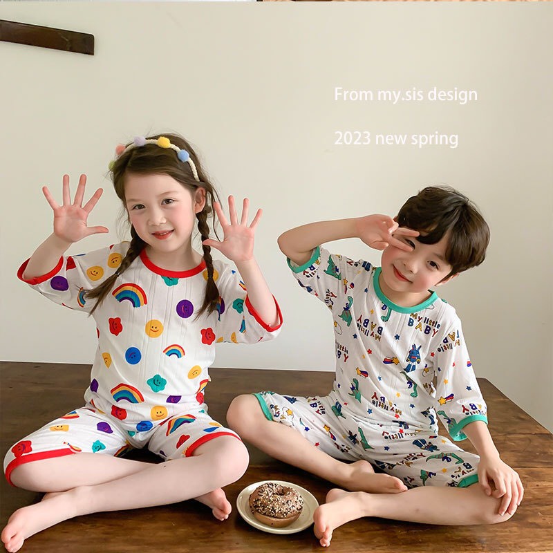 Bộ Lửng Tay Thun Thoáng Khí Hoạ Tiết Dễ Thương Cho Bé