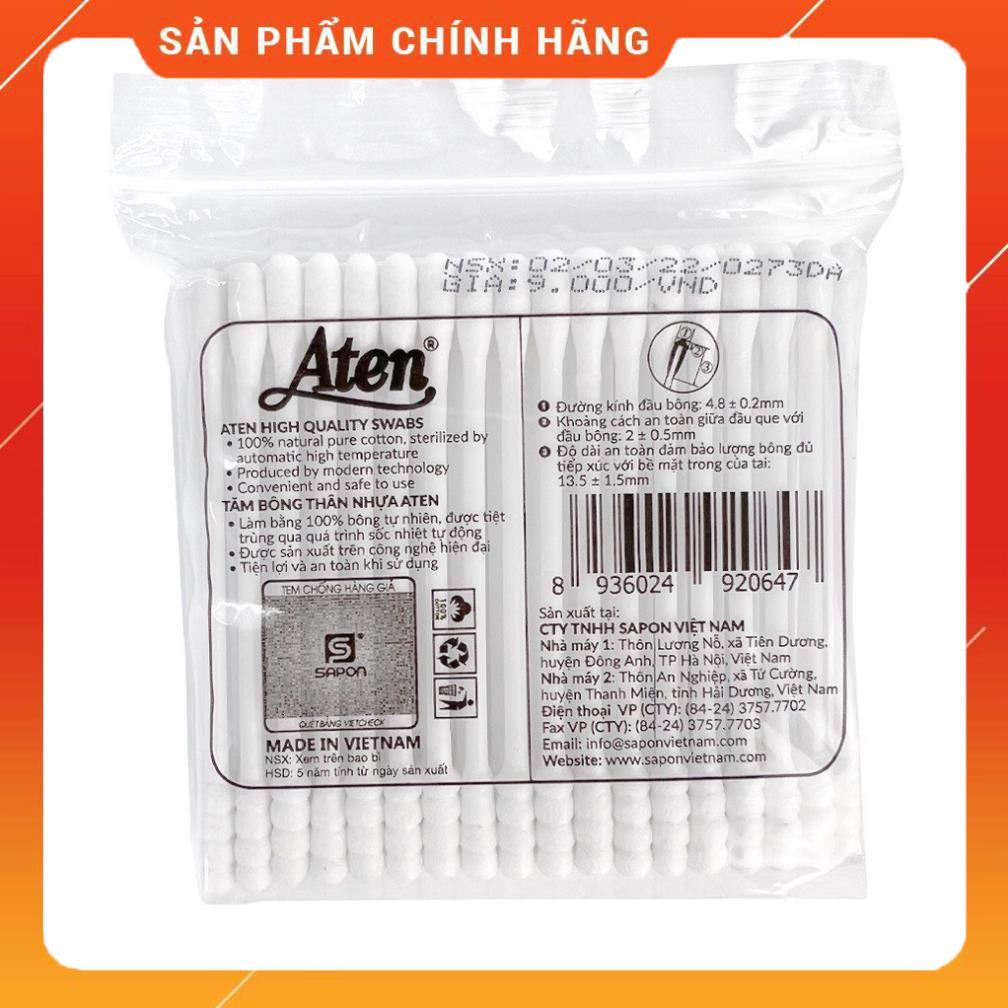 Tăm Bông Aten Kháng Khuẩn Người Lớn Vệ Sinh Tai Mũi, Bông Ngoáy Tai Aten An Toàn Tiêu Chuẩn Thụy Sĩ