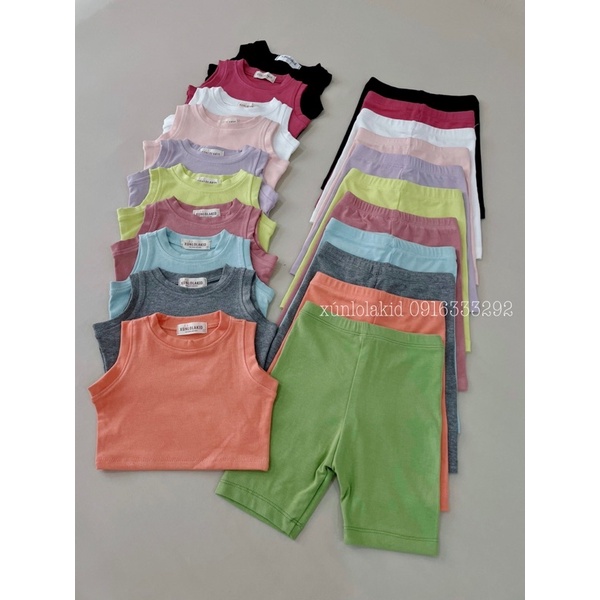Set bộ quần áo cho bé áo thun cotton 100% áo croptop - quần legging đùi nhiều màu Xún lolakid