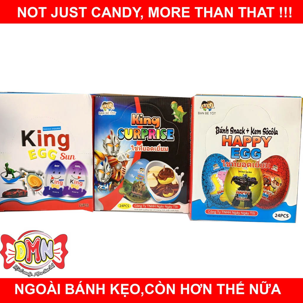 Kẹo socola trứng đồ chơi King Eggs - hộp 24 trứng